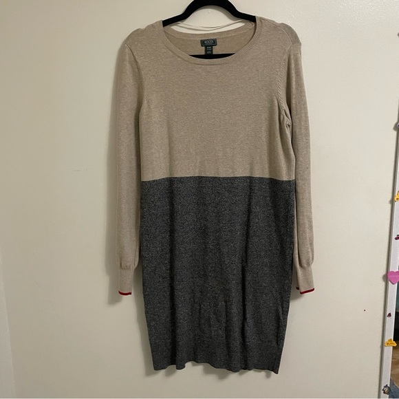 Roots Dresses & Skirts - Roots canada women’s crewneck sweater dress knit color block size medium